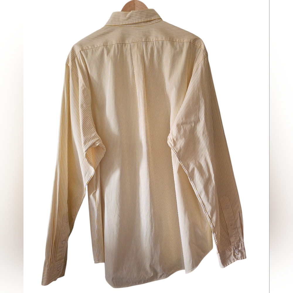 Ralph Lauren Men's Yellow Pinstripe Custom Fit Cotton Dress Shirt Sz 18 36/37 - Picture 8 of 9